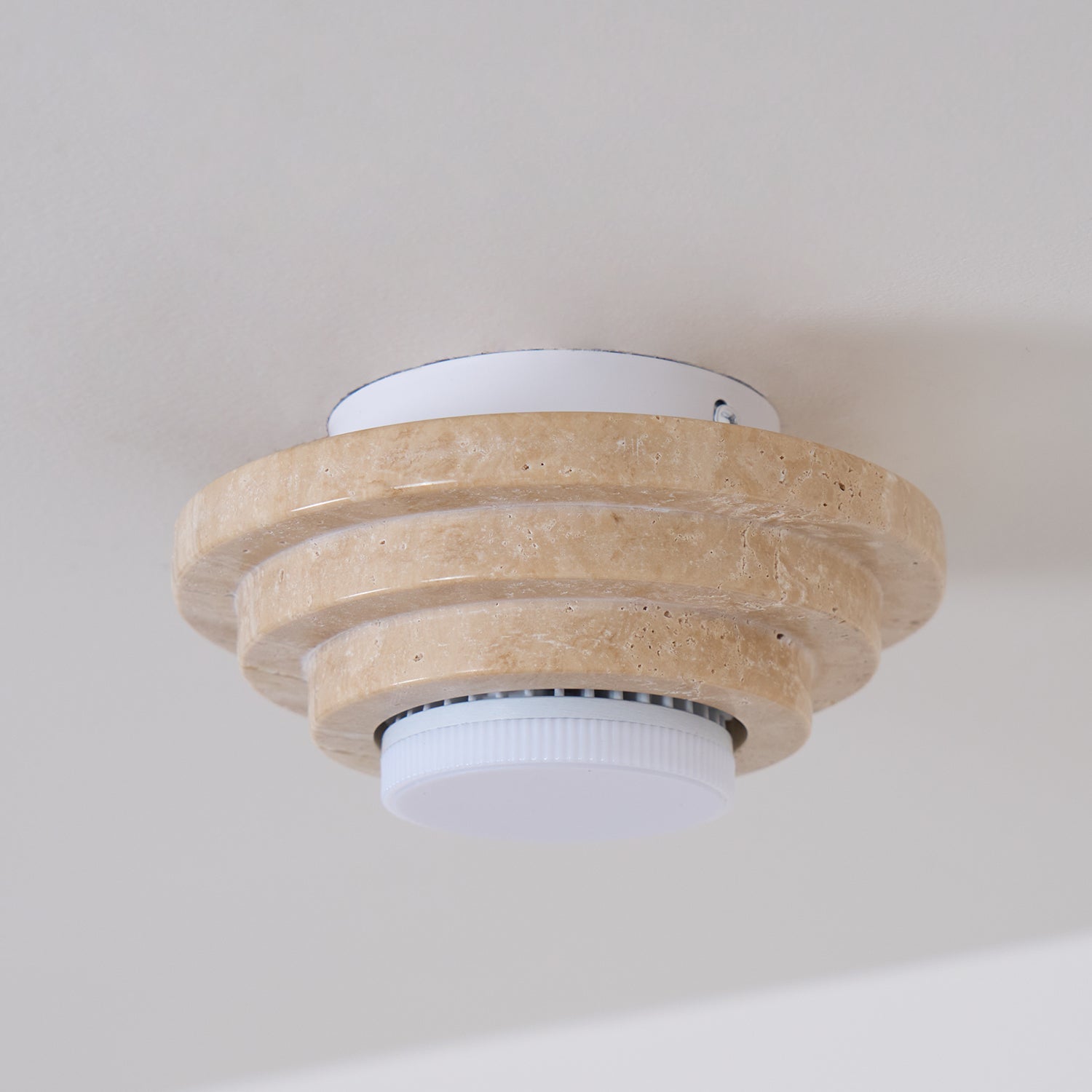 Modern Yellow Travertine Aperture Flush Mount Ceiling Light for Elegant Home Interiors
