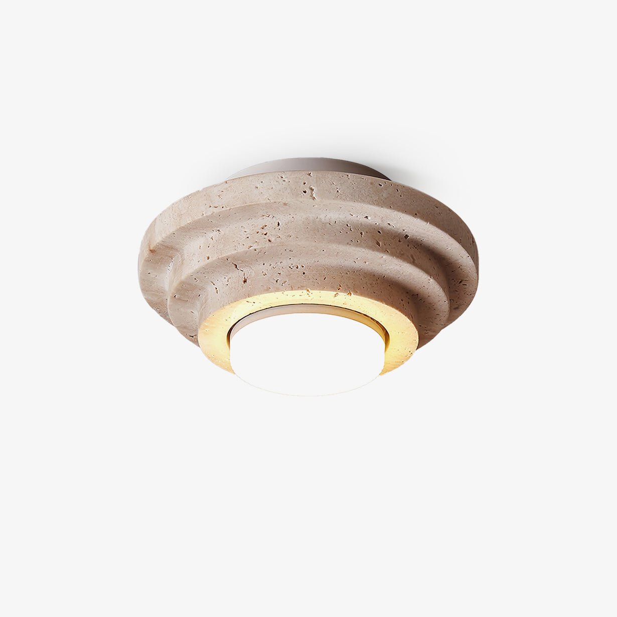Modern Yellow Travertine Aperture Flush Mount Ceiling Light for Elegant Home Interiors
