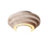 Modern Yellow Travertine Aperture Flush Mount Ceiling Light for Elegant Home Interiors