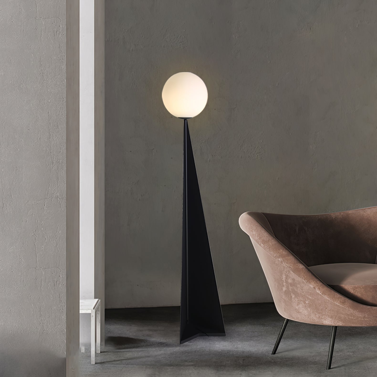 Modern Geometric Apex Sphere Floor Lamp with Tapered Base for Living Room Office