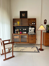 Modern Triangular Shade Tripod Floor Lamp with Walnut Wood Base for Living Room