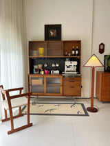Modern Triangular Shade Tripod Floor Lamp with Walnut Wood Base for Living Room