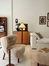 Modern Triangular Shade Tripod Floor Lamp with Walnut Wood Base for Living Room
