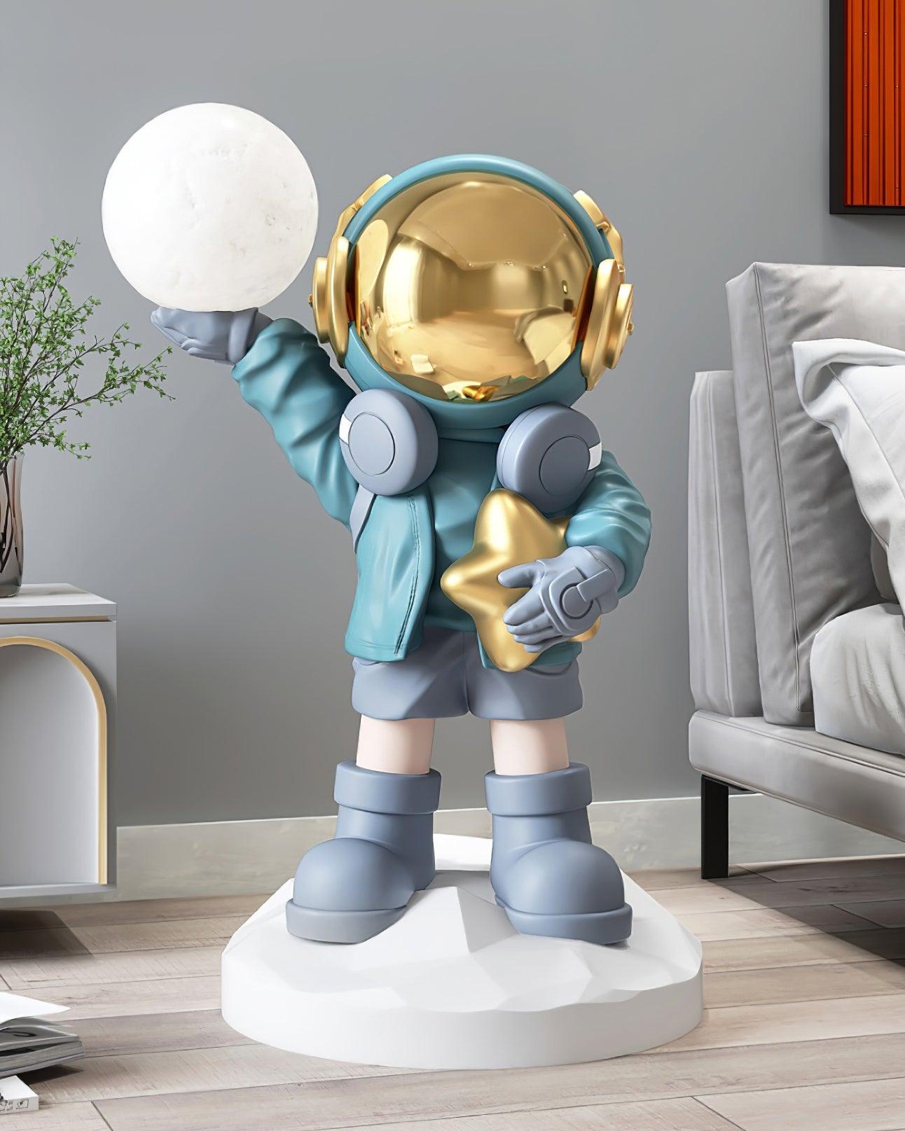 Apollo Astronaut Resin Standing Lamp with Integrated LED and Rechargeable Battery