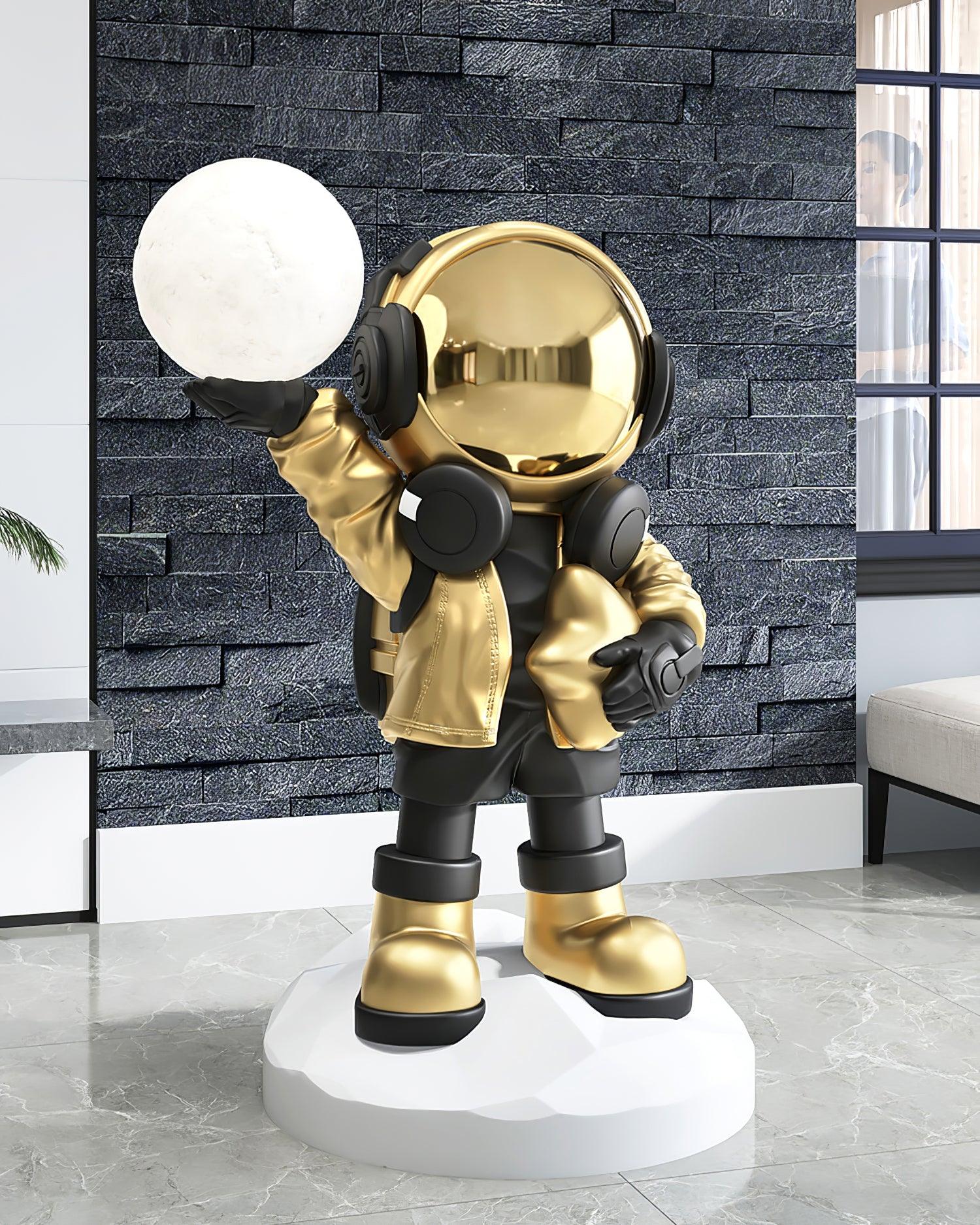 Apollo Astronaut Resin Standing Lamp with Integrated LED and Rechargeable Battery
