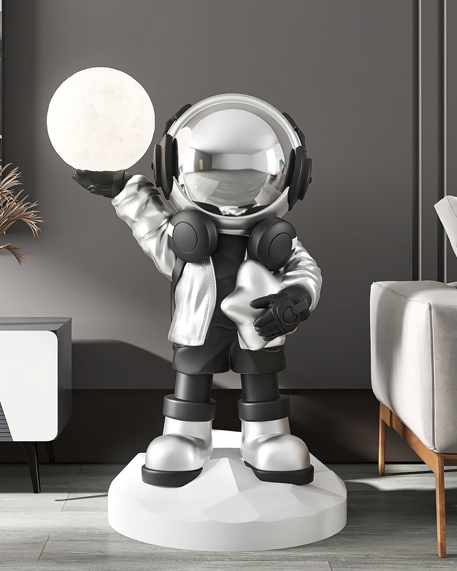Apollo Astronaut Resin Standing Lamp with Integrated LED and Rechargeable Battery