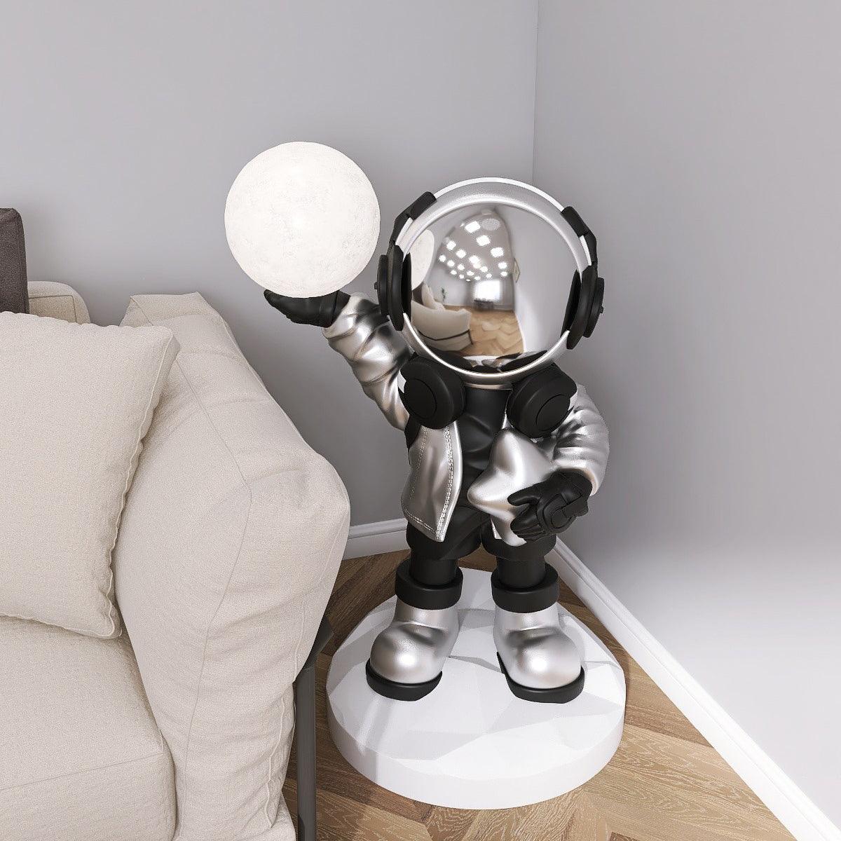 Apollo Astronaut Resin Standing Lamp with Integrated LED and Rechargeable Battery