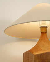 Rustic Wood Floor Lamp with Organic Texture and Beige Fabric Shade Standing Reading Light