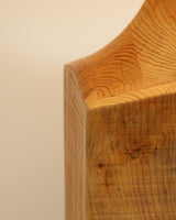Rustic Wood Floor Lamp with Organic Texture and Beige Fabric Shade Standing Reading Light