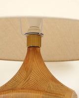 Rustic Wood Floor Lamp with Organic Texture and Beige Fabric Shade Standing Reading Light