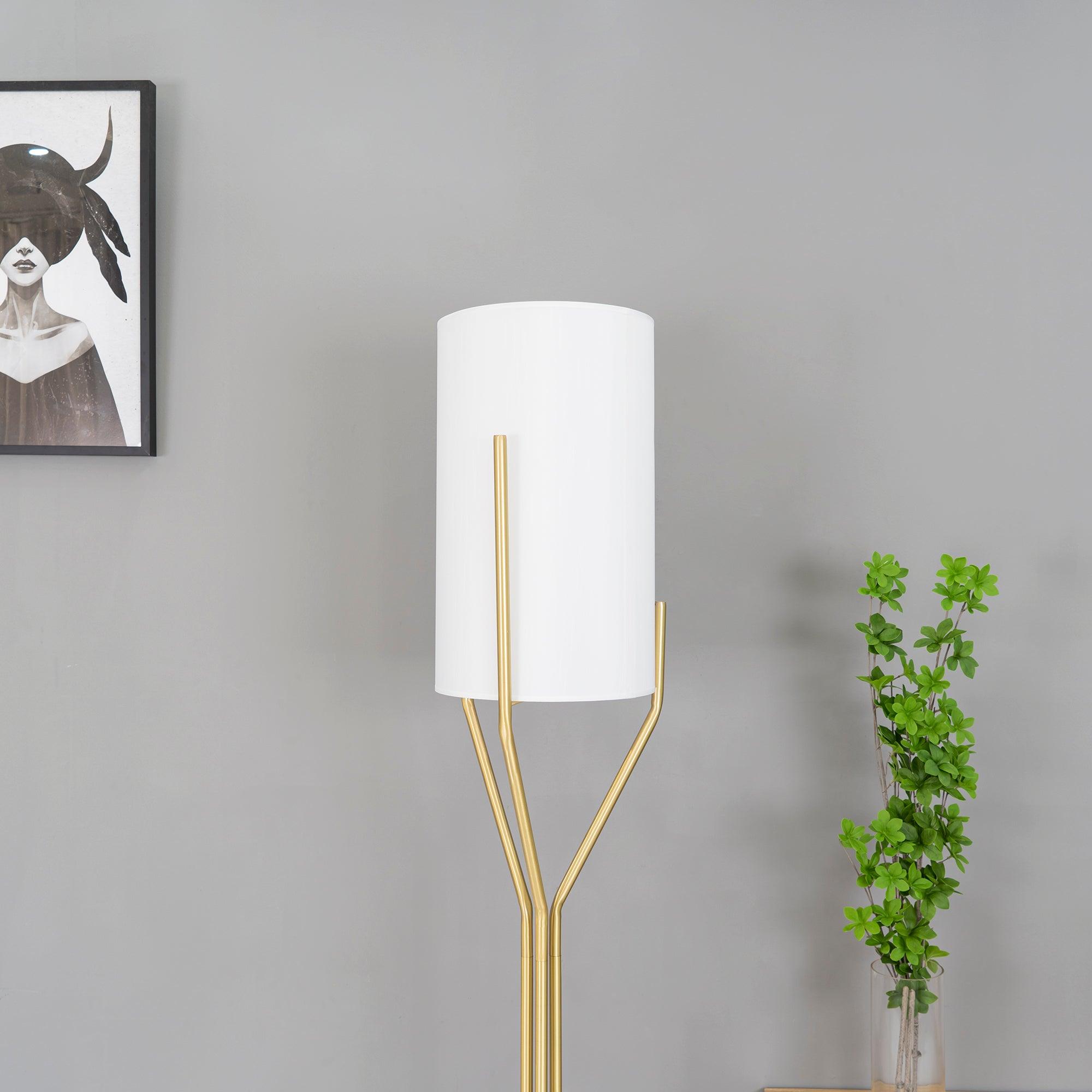 Elegant Brass Arborescence Floor Lamp Contemporary Reading Light with Cloth Shade
