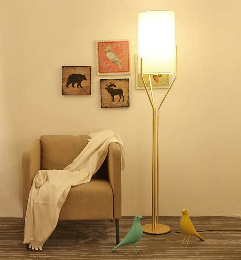 Elegant Brass Arborescence Floor Lamp Contemporary Reading Light with Cloth Shade