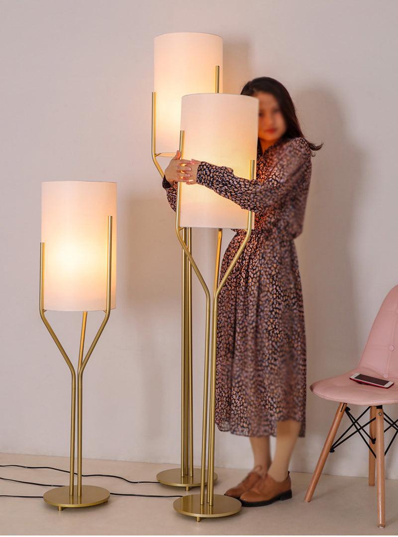 Elegant Brass Arborescence Floor Lamp Contemporary Reading Light with Cloth Shade