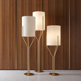 Elegant Brass Arborescence Floor Lamp Contemporary Reading Light with Cloth Shade