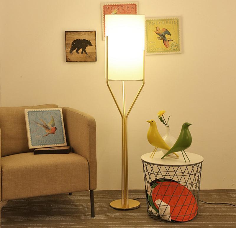 Elegant Brass Arborescence Floor Lamp Contemporary Reading Light with Cloth Shade