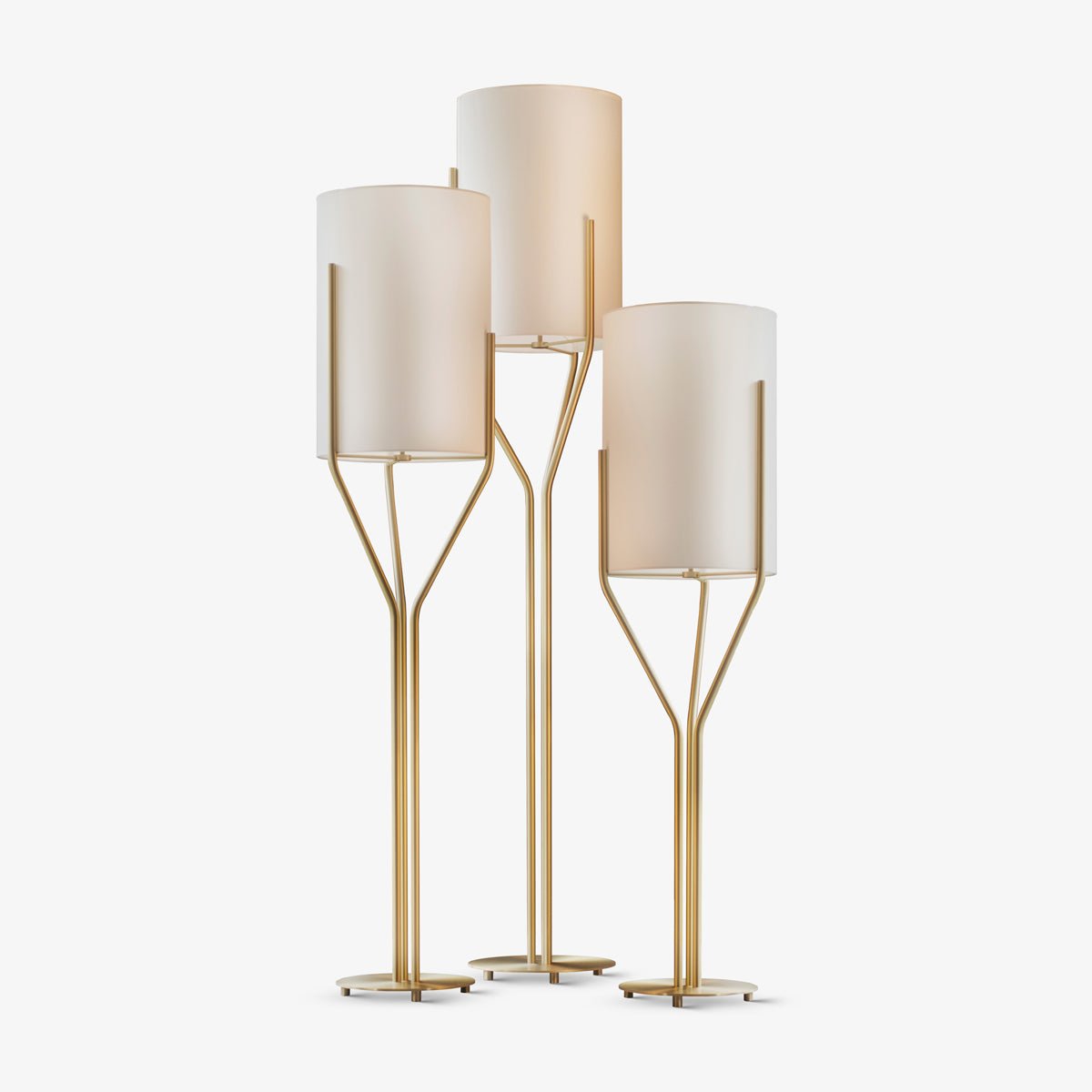 Elegant Brass Arborescence Floor Lamp Contemporary Reading Light with Cloth Shade