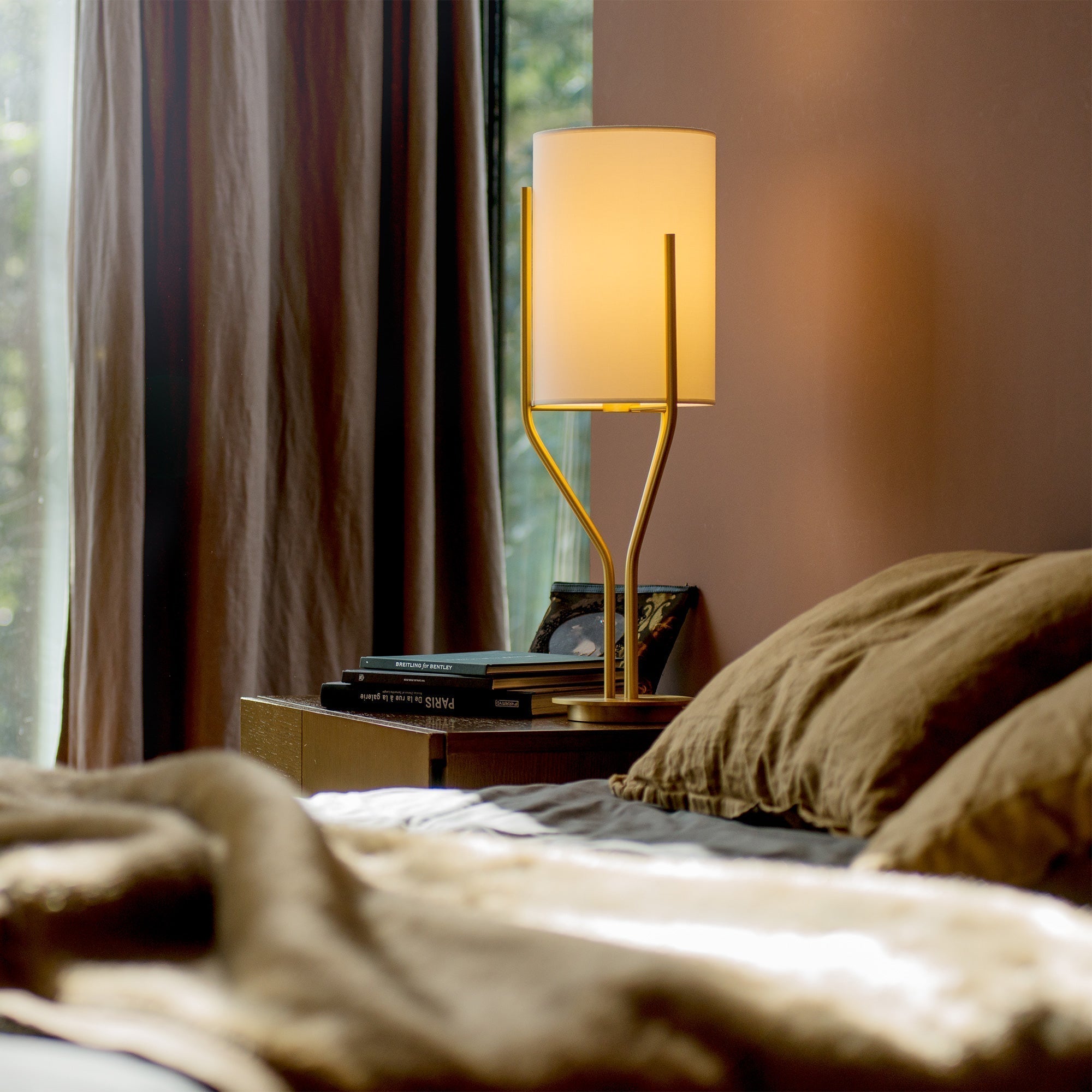 Elegant Brass Arborescence Floor Lamp Contemporary Reading Light with Cloth Shade