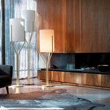 Elegant Brass Arborescence Floor Lamp Contemporary Reading Light with Cloth Shade