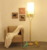 Elegant Brass Arborescence Floor Lamp Contemporary Reading Light with Cloth Shade