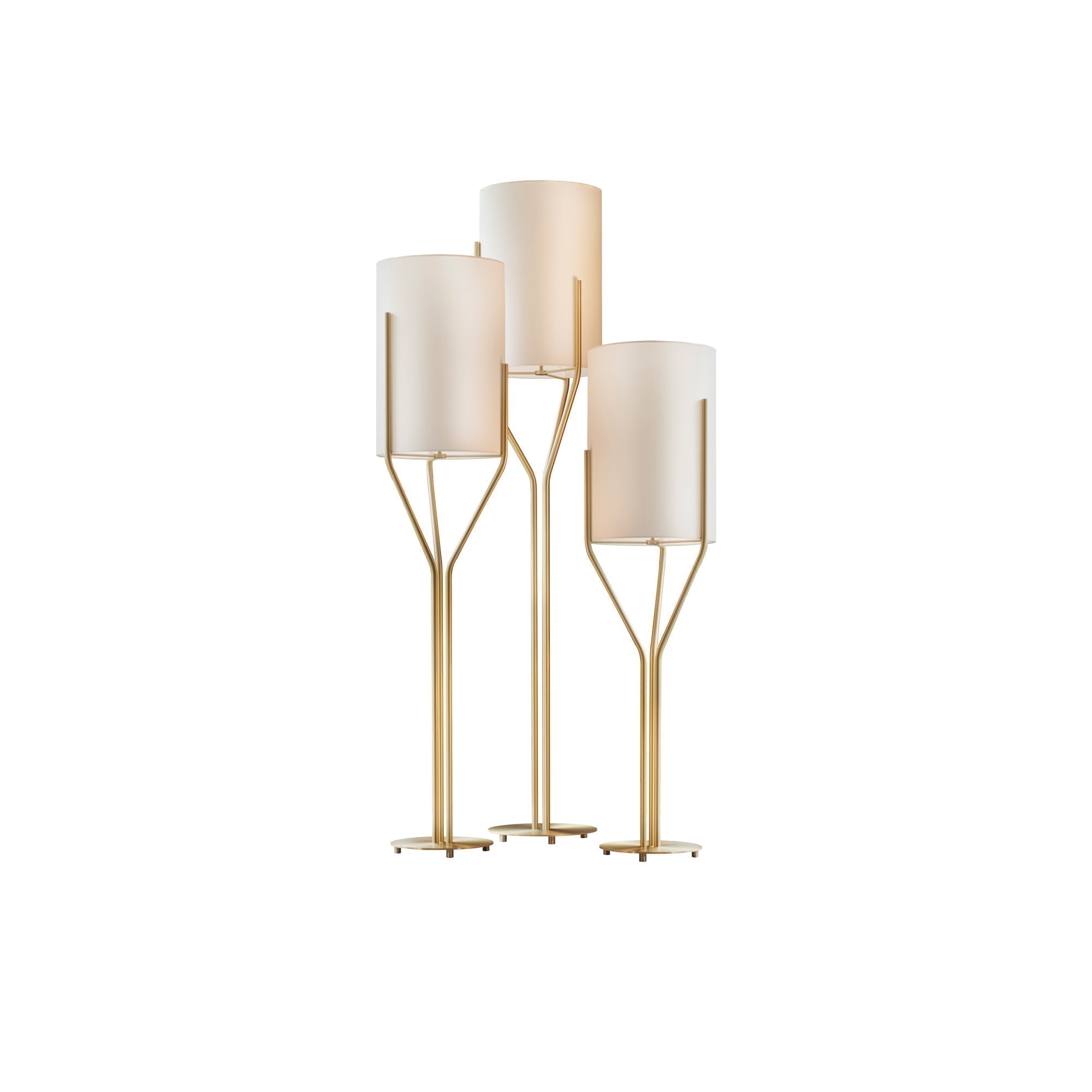 Elegant Brass Arborescence Floor Lamp Contemporary Reading Light with Cloth Shade