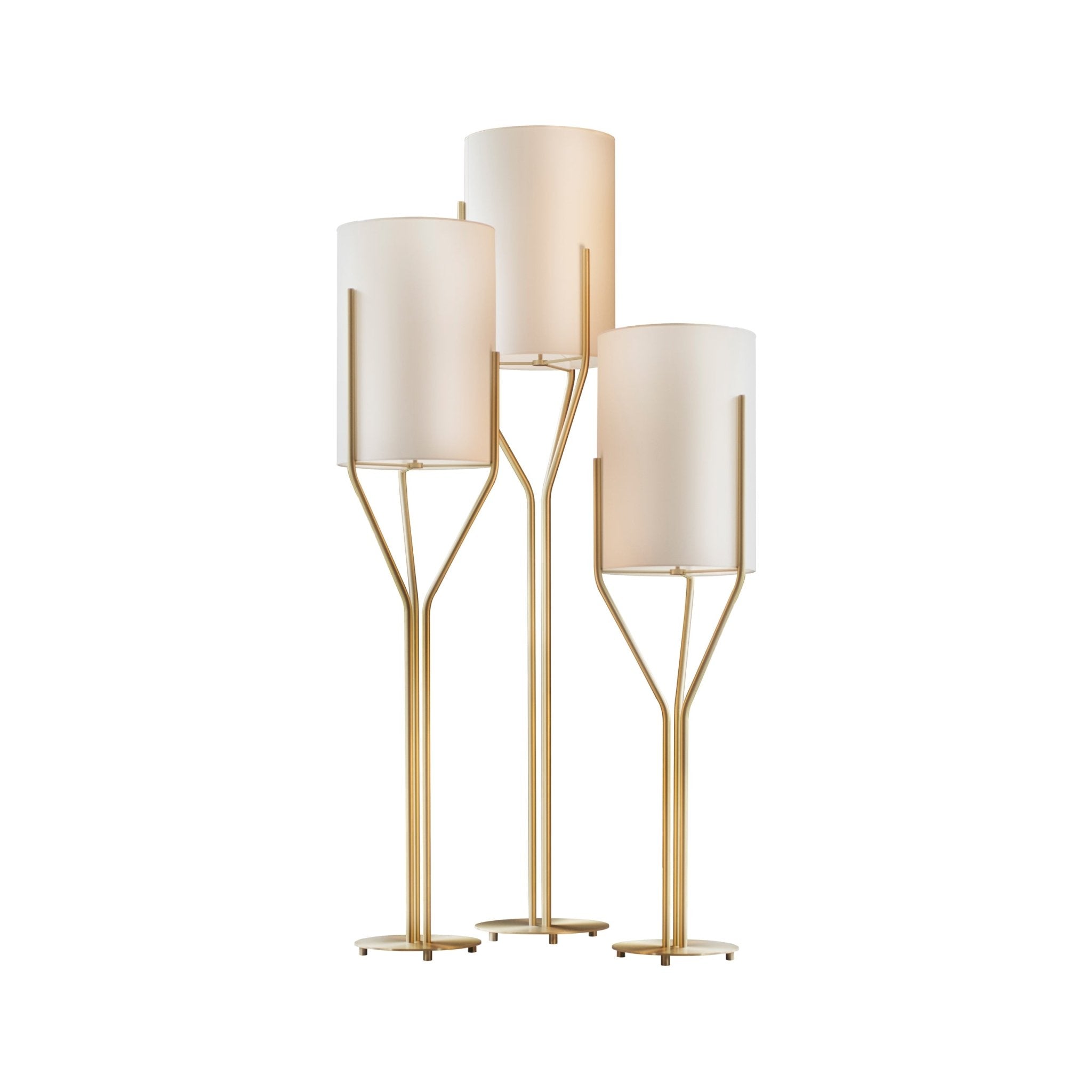 Elegant Brass Arborescence Floor Lamp Contemporary Reading Light with Cloth Shade