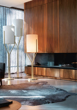 Elegant Brass Arborescence Floor Lamp Contemporary Reading Light with Cloth Shade