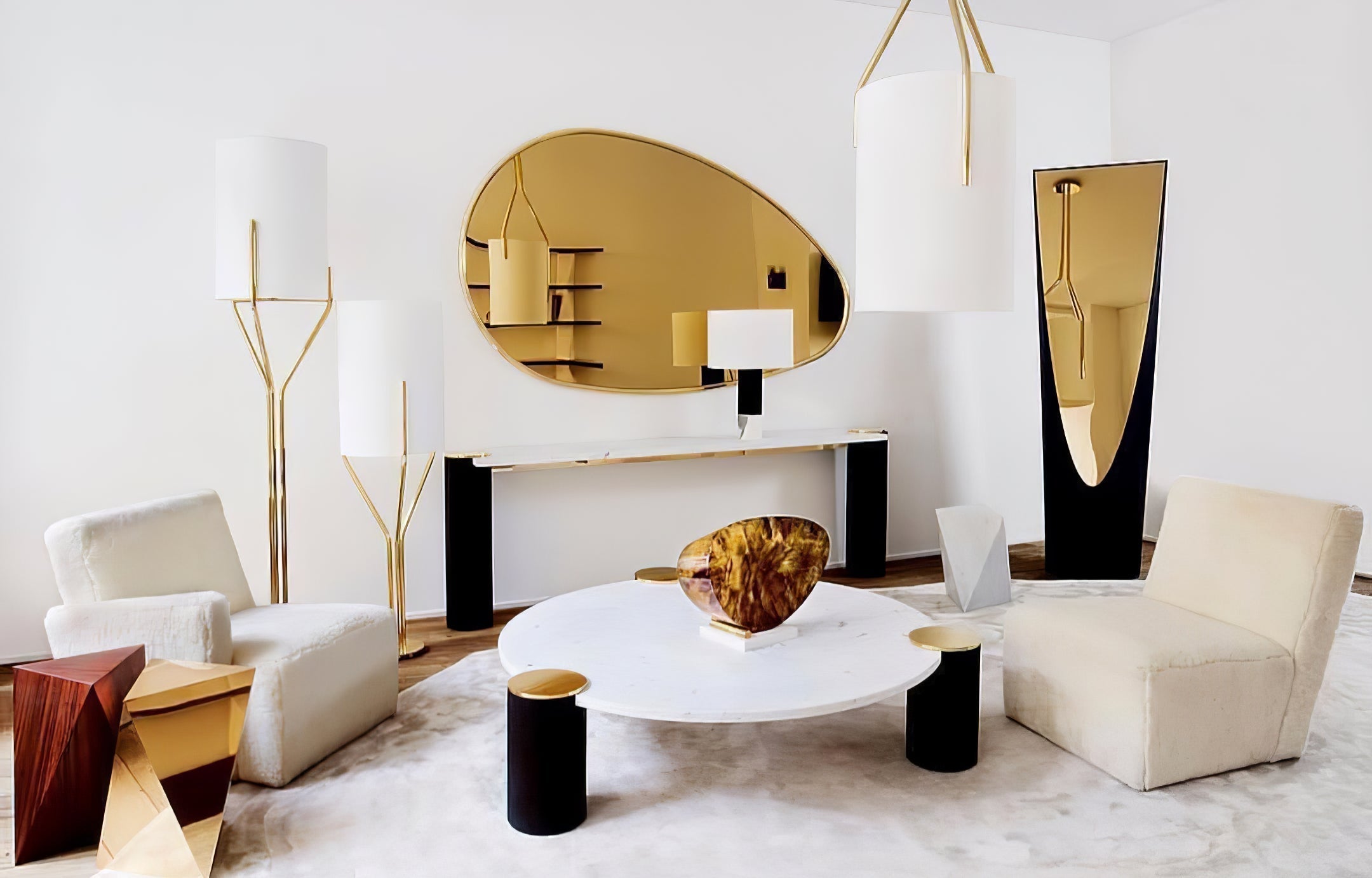 Elegant Brass Arborescence Floor Lamp Contemporary Reading Light with Cloth Shade