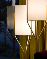 Elegant Brass Arborescence Floor Lamp Contemporary Reading Light with Cloth Shade