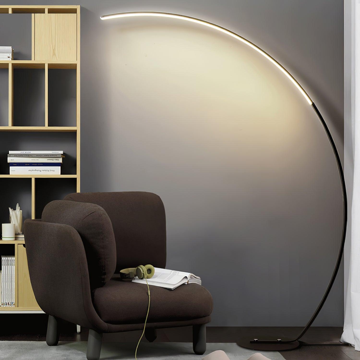 Modern LED Arc Floor Lamp Minimalist Standing Accent Light for Living Room