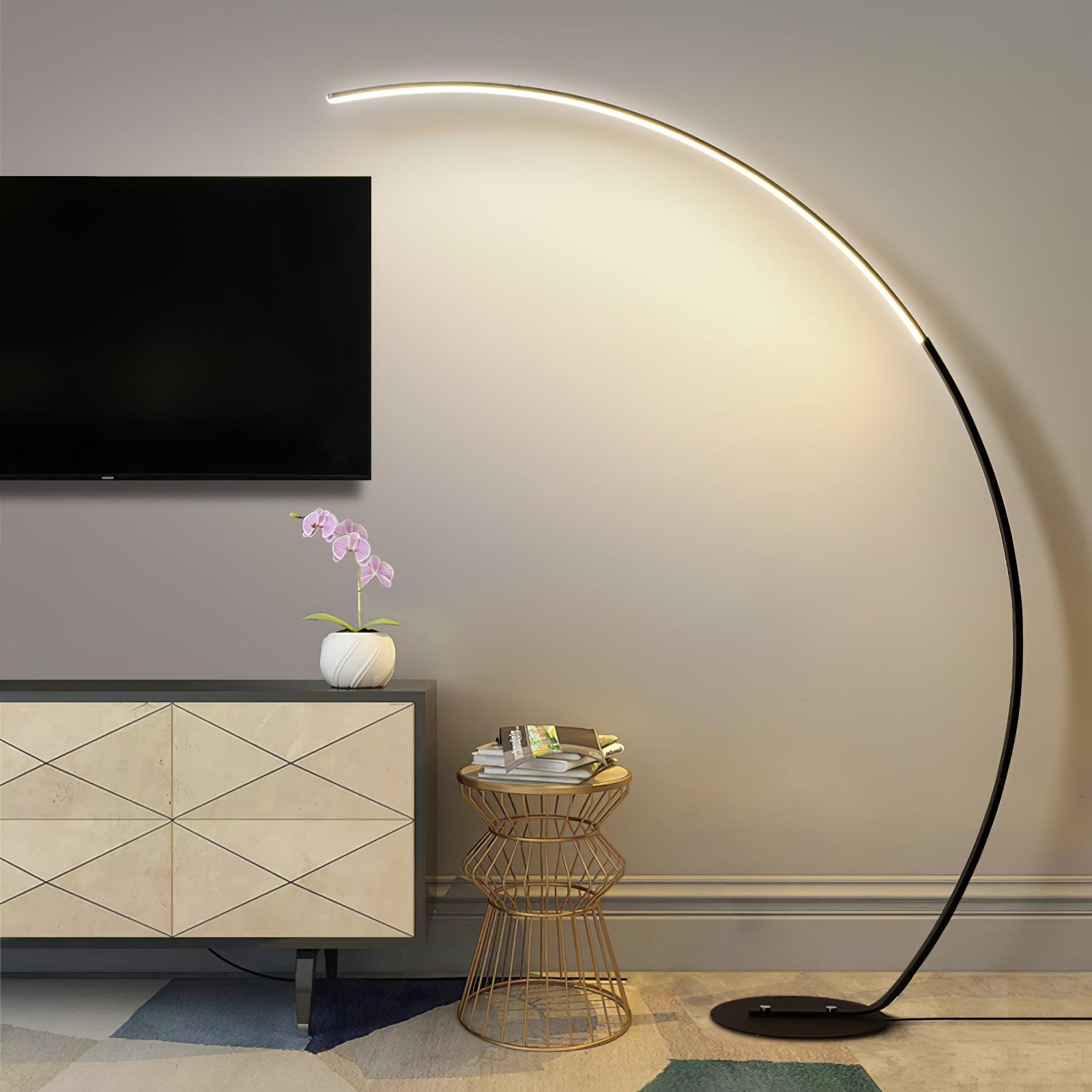 Modern LED Arc Floor Lamp Minimalist Standing Accent Light for Living Room