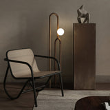 Modern Wood Arc Floor Lamp Minimalist Torchiere Standing Light with Acrylic Orb