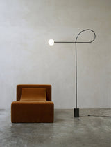 Modern Industrial Arcane Orb Glass Globe Floor Lamp with Metal Frame