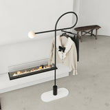 Modern Industrial Arcane Orb Glass Globe Floor Lamp with Metal Frame
