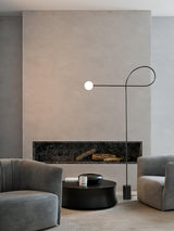 Modern Industrial Arcane Orb Glass Globe Floor Lamp with Metal Frame