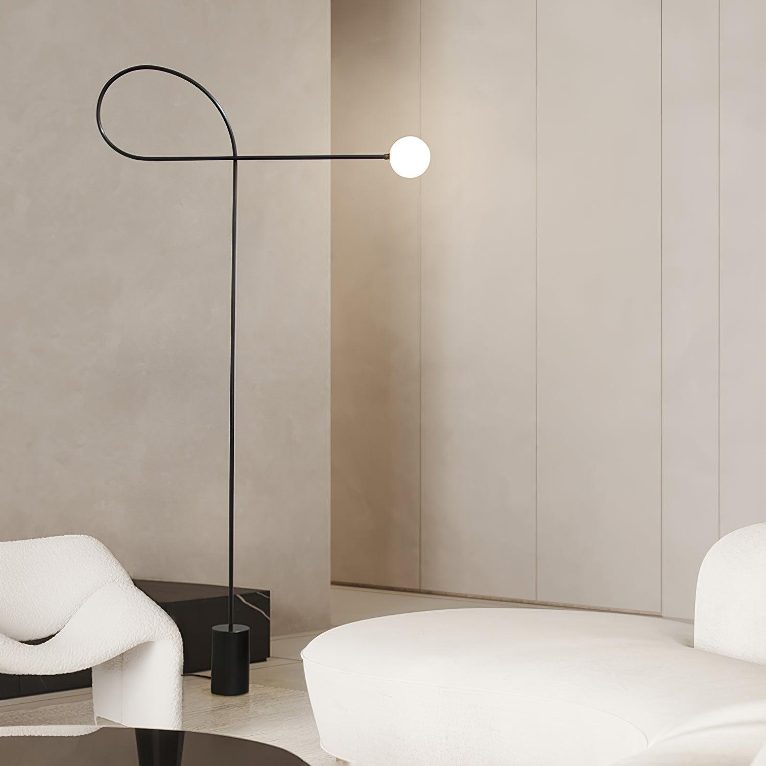 Modern Industrial Arcane Orb Glass Globe Floor Lamp with Metal Frame