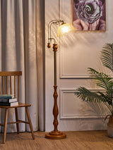 Arch Curves Contemporary Arched Floor Lamp with Wood and Glass Accents for Modern Living Rooms