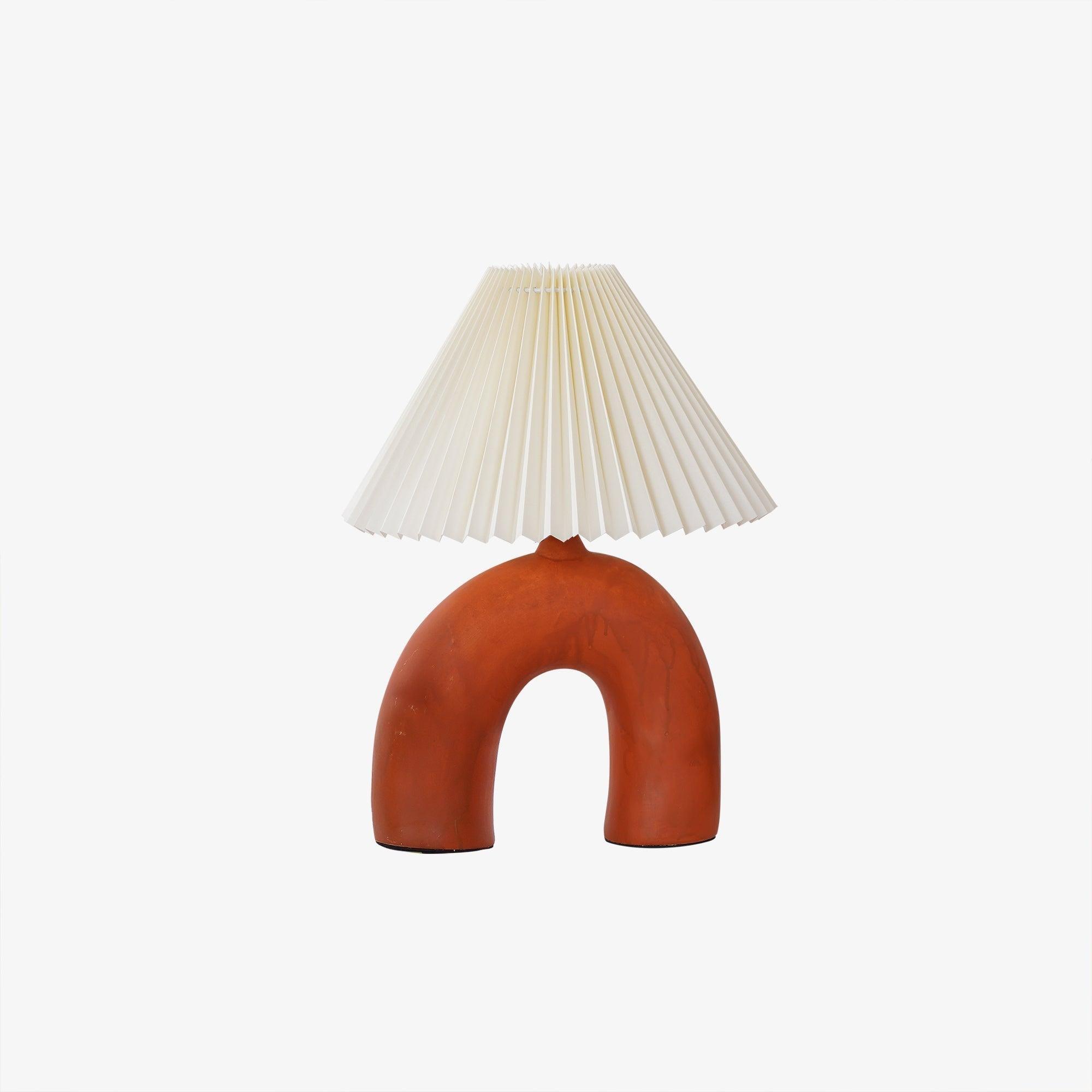 Arched Ceramic Pleated Table Lamp with Fabric Shade Elegant Bedside Desk Lighting for Modern Home Decor