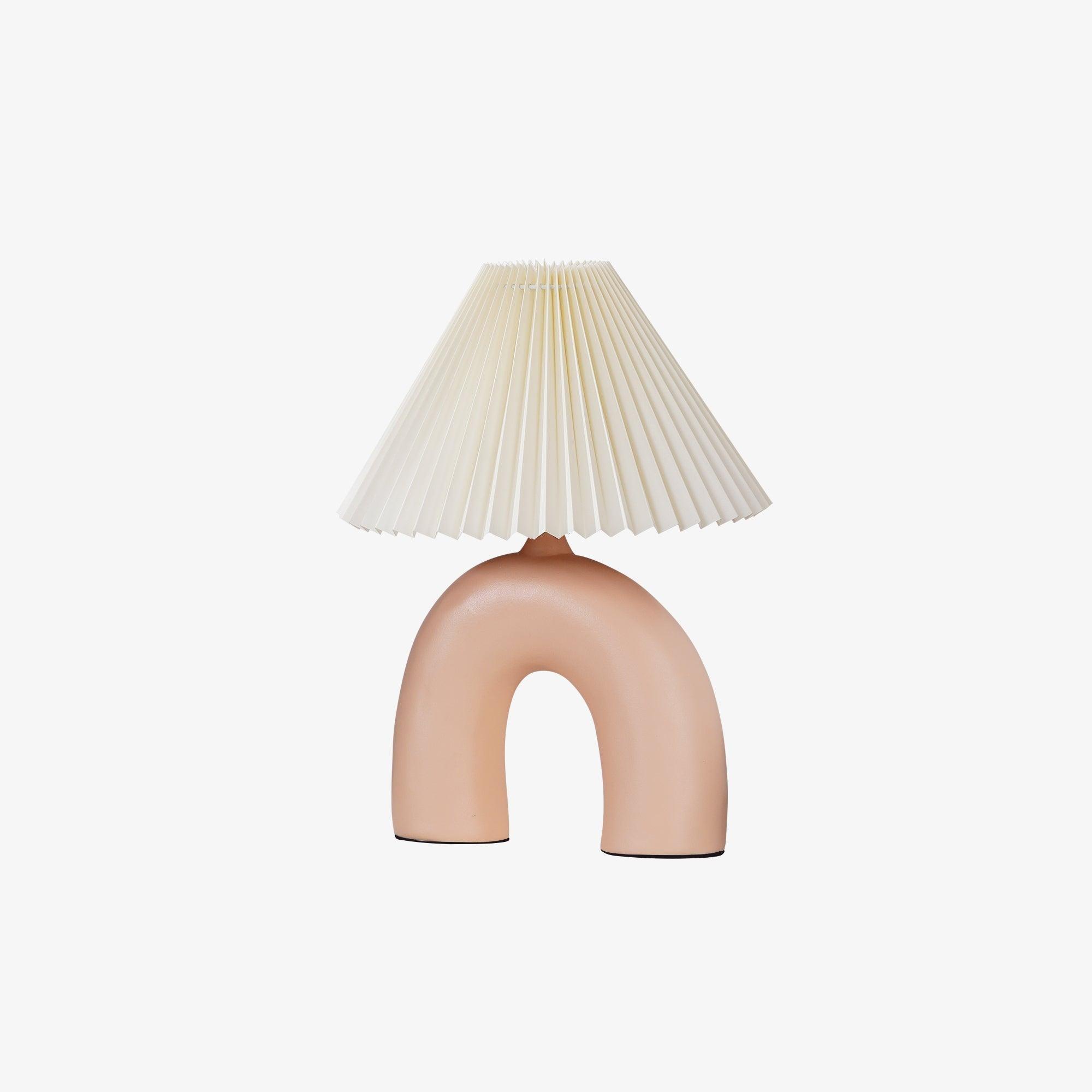 Arched Ceramic Pleated Table Lamp with Fabric Shade Elegant Bedside Desk Lighting for Modern Home Decor