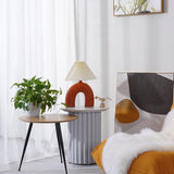 Arched Ceramic Pleated Table Lamp with Fabric Shade Elegant Bedside Desk Lighting for Modern Home Decor
