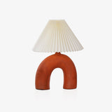 Arched Ceramic Pleated Table Lamp with Fabric Shade Elegant Bedside Desk Lighting for Modern Home Decor