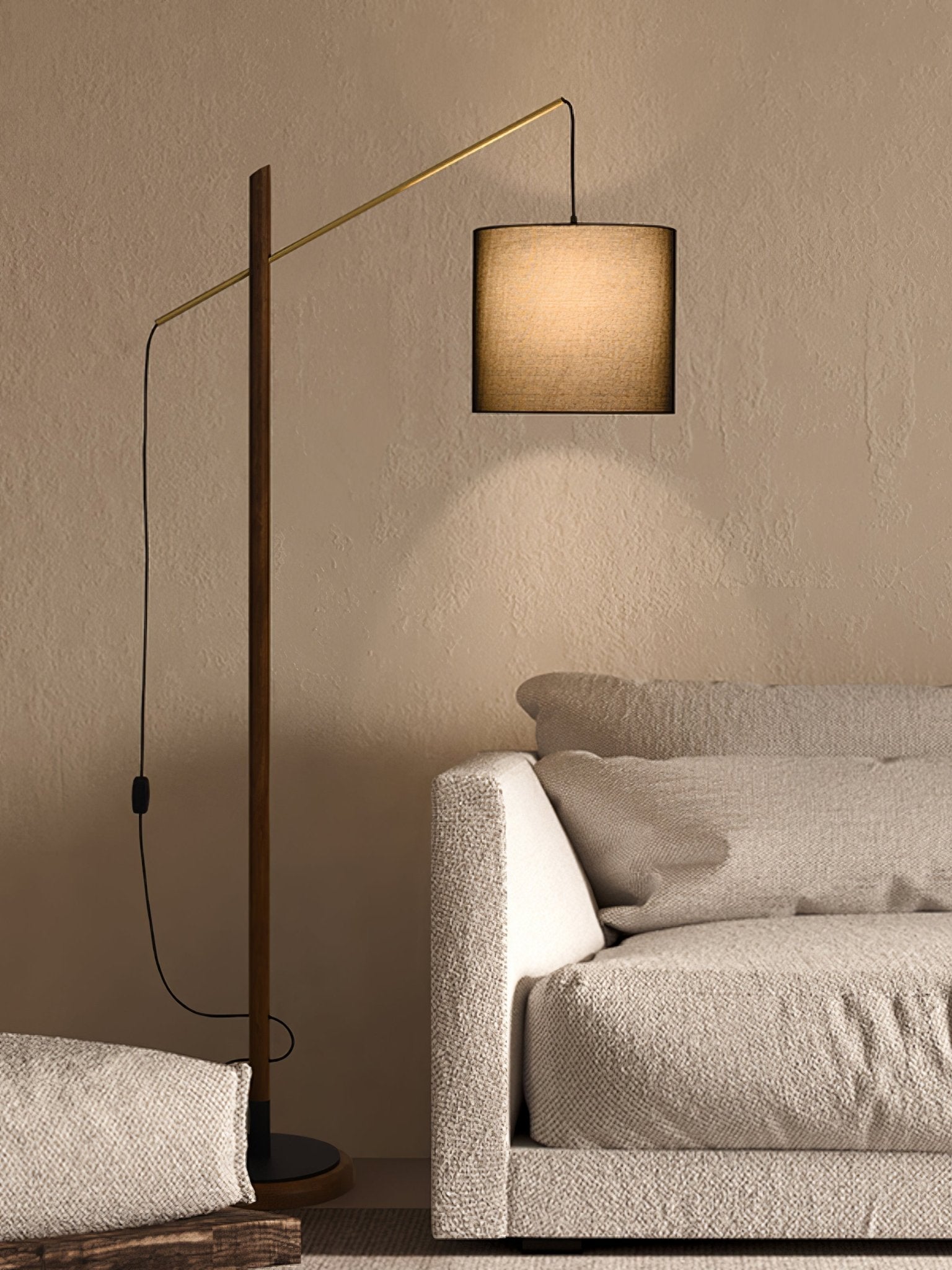 archer-contemporary-arched-wood-standing-lamp-with-adjustable-linen-drum-shade