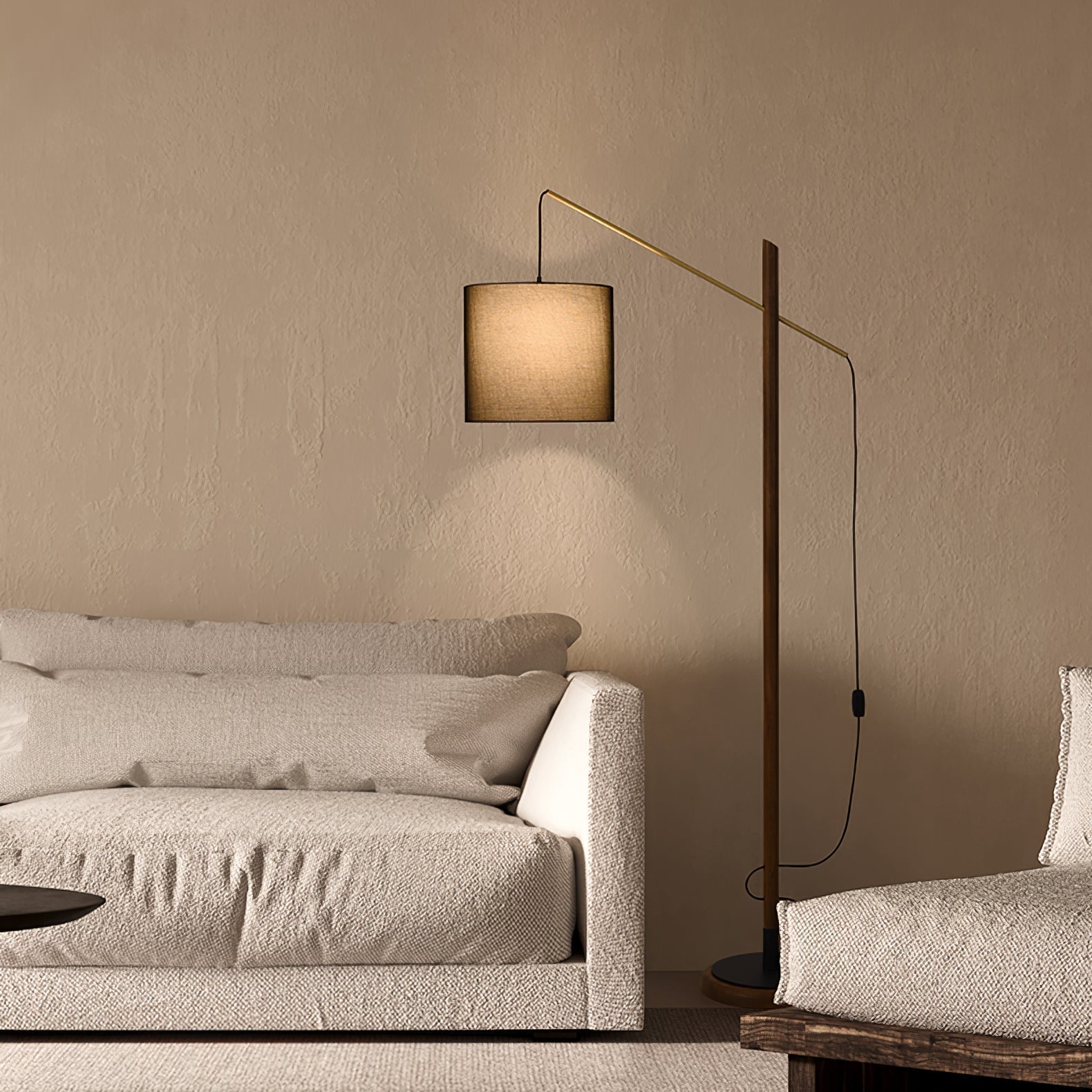 archer-contemporary-arched-wood-standing-lamp-with-adjustable-linen-drum-shade