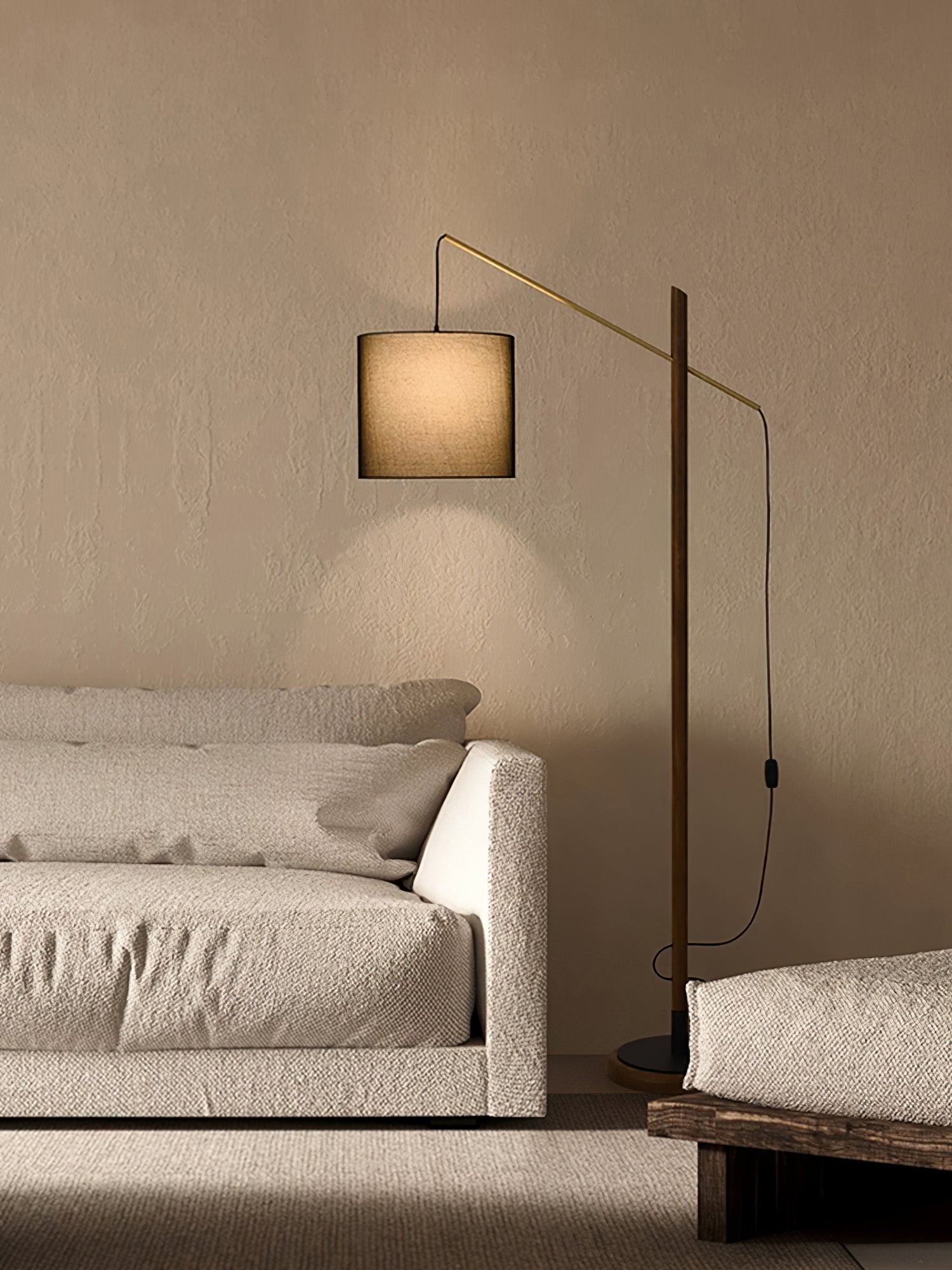 archer-contemporary-arched-wood-standing-lamp-with-adjustable-linen-drum-shade