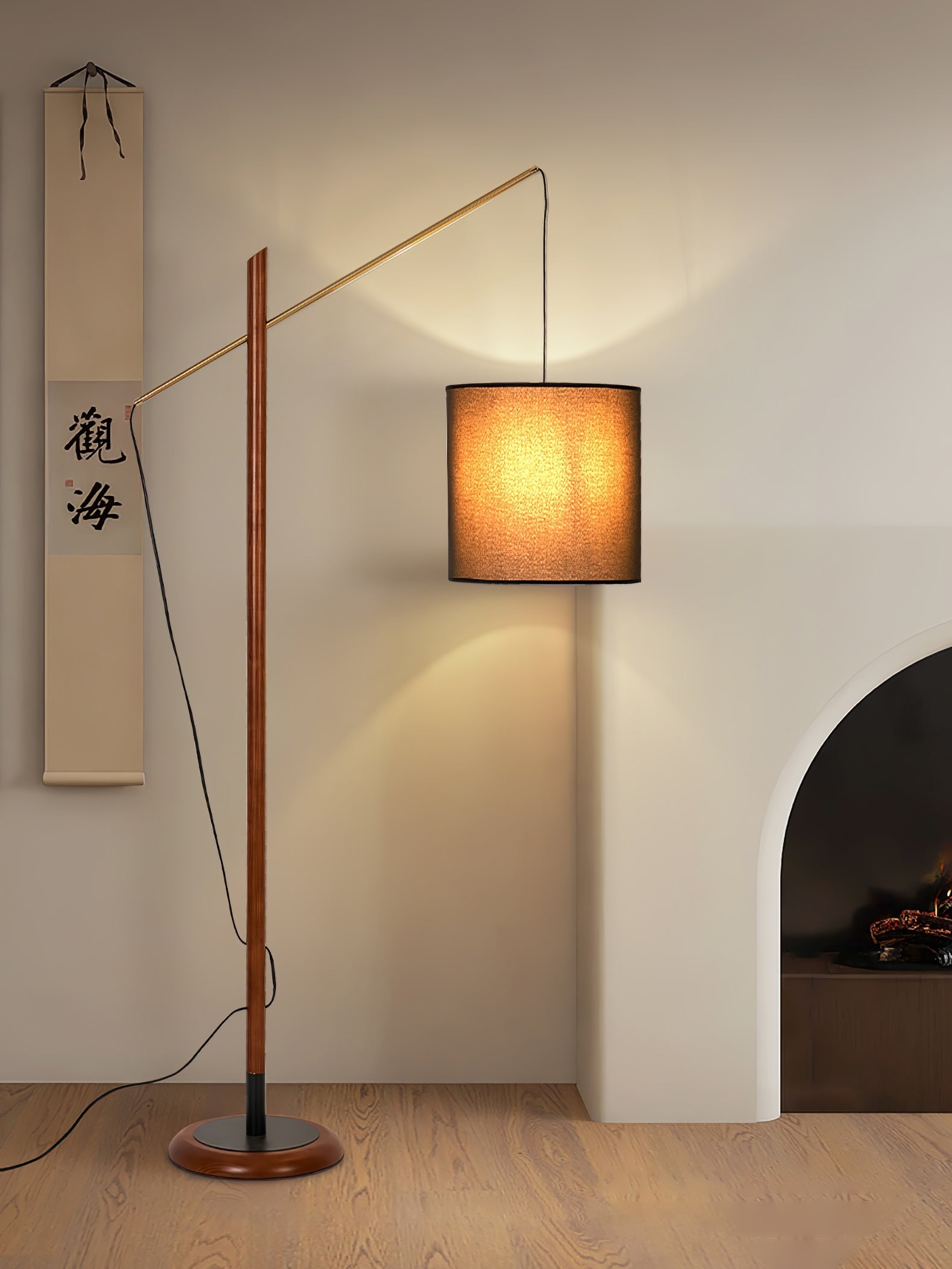 archer-contemporary-arched-wood-standing-lamp-with-adjustable-linen-drum-shade