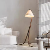 Modern Arcwood Curved Wood Floor Lamp with Fabric Shade for Living Room and Study