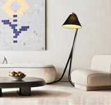 Modern Arcwood Curved Wood Floor Lamp with Fabric Shade for Living Room and Study