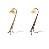 Modern Arcwood Curved Wood Floor Lamp with Fabric Shade for Living Room and Study