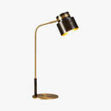 Modern Scandustrial Brass and Black Metal Desk Lamp for Office or Bedside Lighting