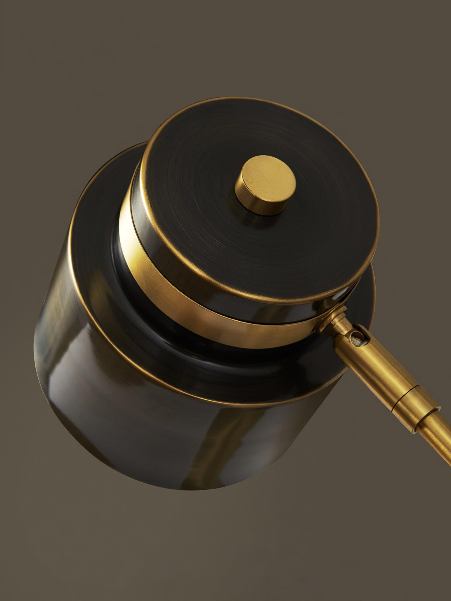 Modern Scandustrial Brass and Black Metal Desk Lamp for Office or Bedside Lighting