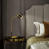 Modern Scandustrial Brass and Black Metal Desk Lamp for Office or Bedside Lighting